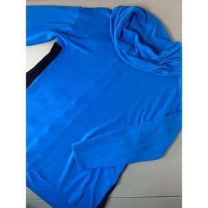 Chicos zenergy size 1 medium 8-10 blue long sleeve cowl neck asymmetrical tunic